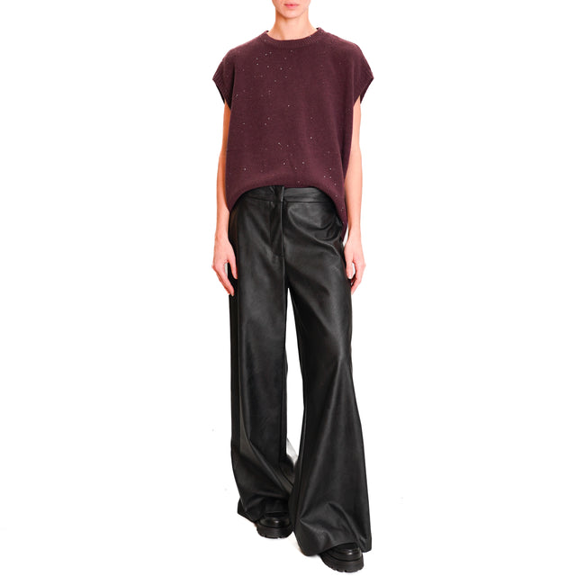 Dixie-Elastic Back Faux Leather Pants - Black