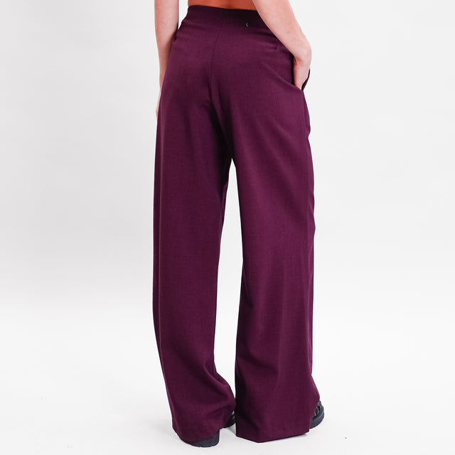 Dixie-Pantalone tessuto elasticizzato con coulisse - bordeaux