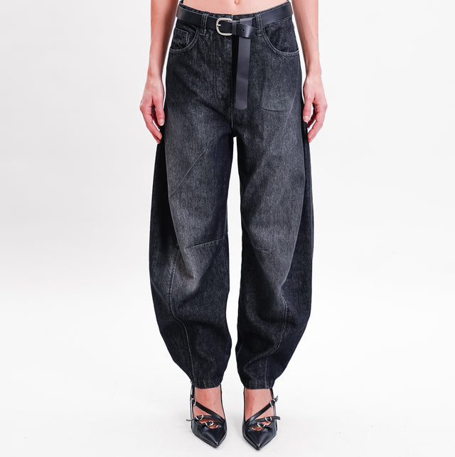 Dixie-Jeans mom fit balloon con cintura - denim nero