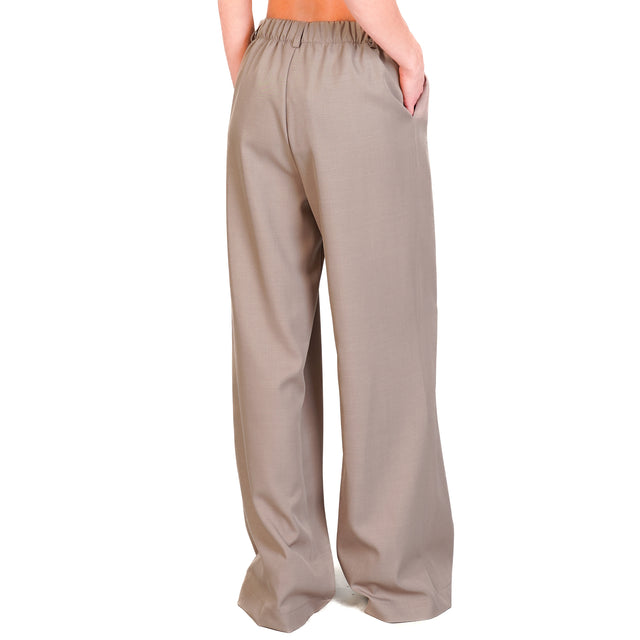 Dixie-Pantalone con pince elastico dietro - tortora