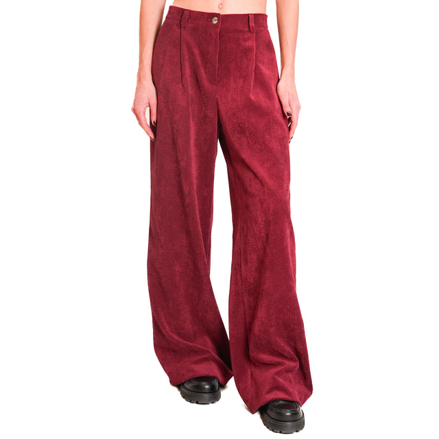 Dixie-500 Striped Velvet Trousers - Bordeaux