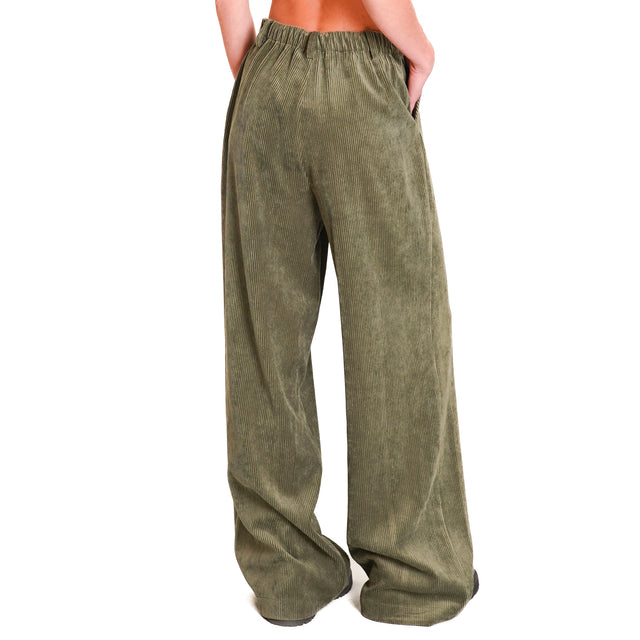 Dixie-500 Striped Velvet Trousers - Khaki