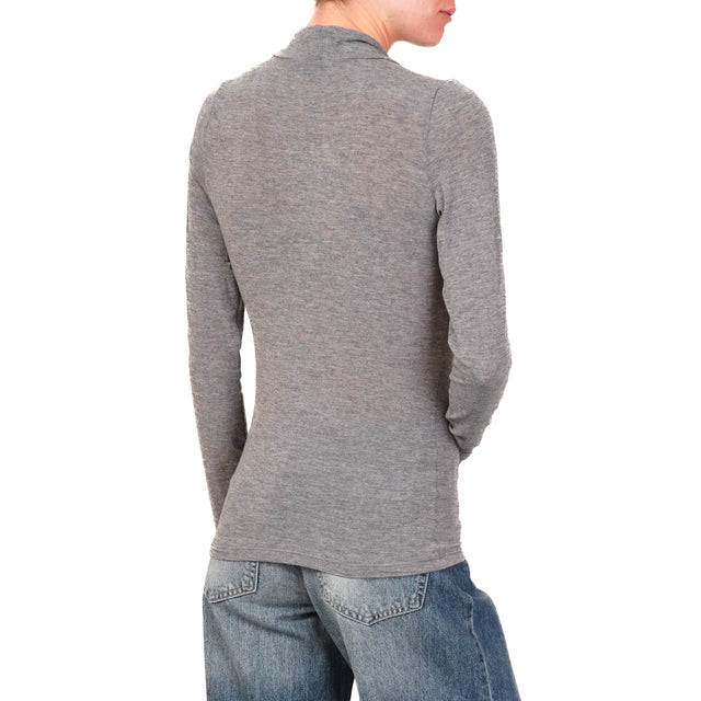 Dixie-T-shirt misto cashmere con fiocco - grigio