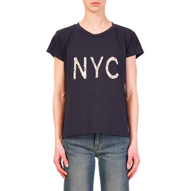 Dixie-T-shirt mezza manica "NYC" - blu