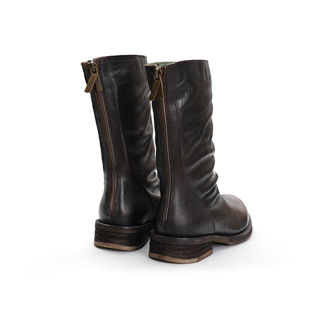 Felmini-Zip-back leather boot - dark brown