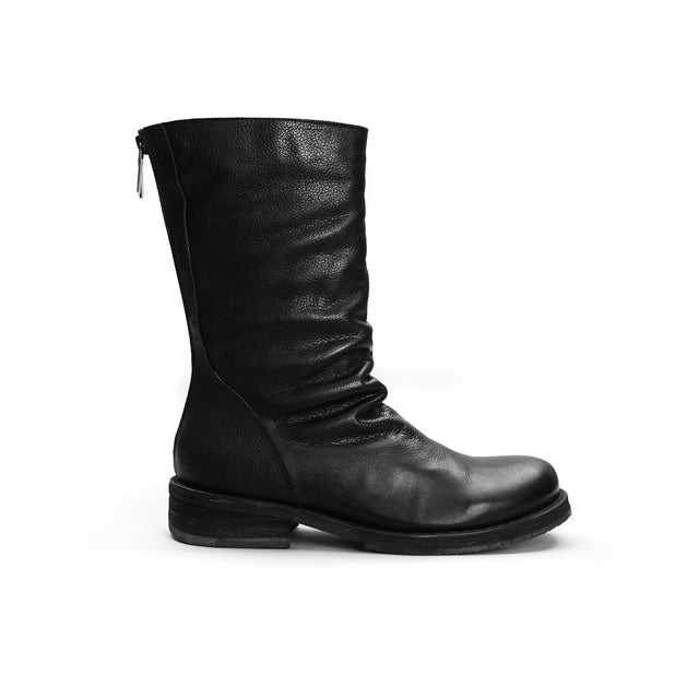 Felmini-Back zip leather boot - black