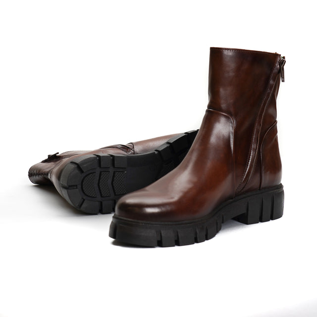 Femini-Leather ankle boot - cigar