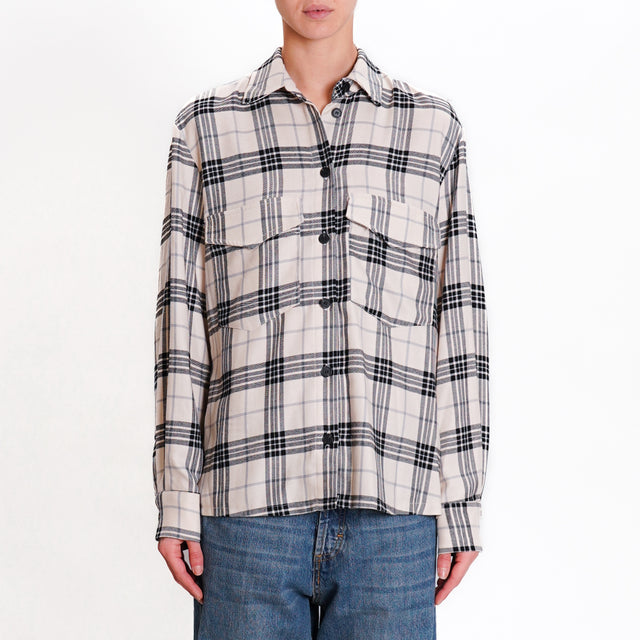 Haveone-Camicia tartan - sand/nero