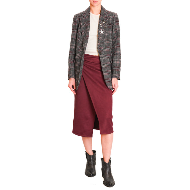 Haveone-Suede Wrap Skirt - Wine