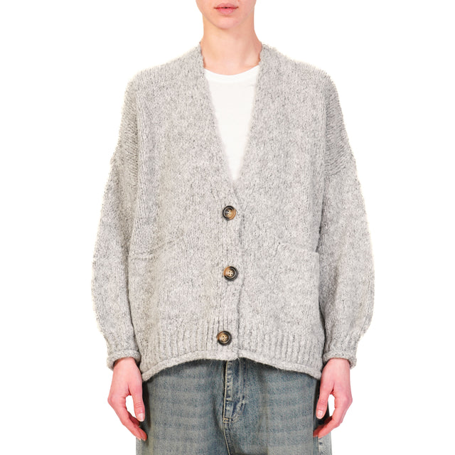 Haveone-Cardigan con tasche misto alpaca - perla