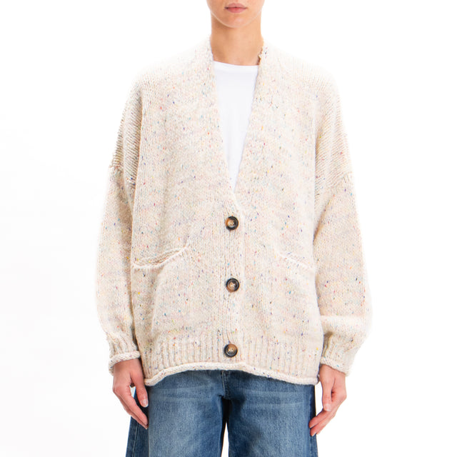 Haveone-Cardigan misto lana melange filo colorato - calce