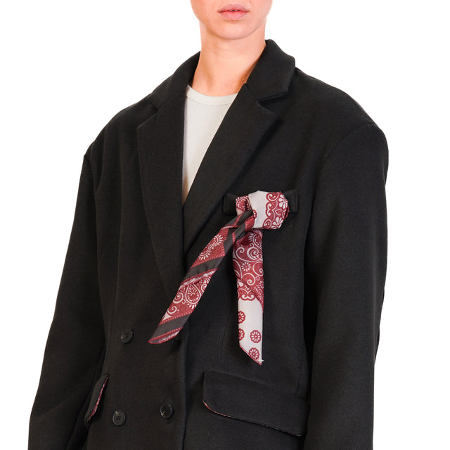 Haveone-Giacca fodera fantasia con foulard - nero