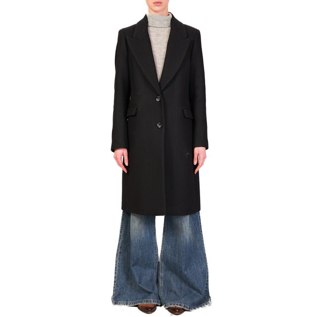 Haveone-Cappotto dritto 2 bottoni - nero