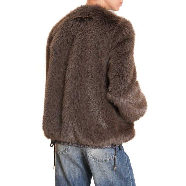 Haveone-Faux Fur Bomber - Mud