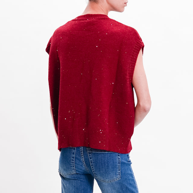 Haveone-Gilet in maglia con micro paillettes - Bordeaux