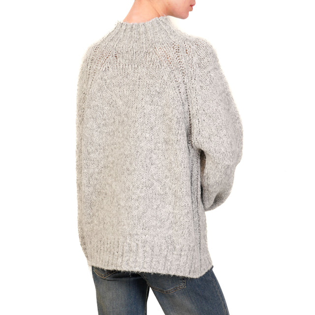 Haveone-Alpaca-pearl mix crater neck sweater