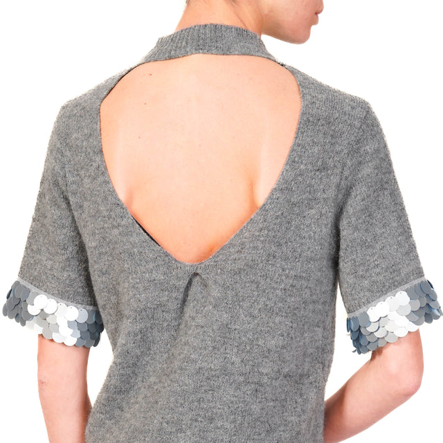 Haveone-Maglia misto lana scollatura dietro - grigio