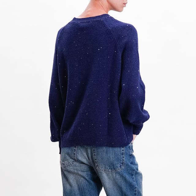 Haveone-Maglia over con micro paillettes - blu