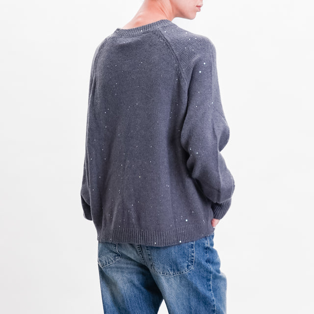 Haveone-Maglia over con micro paillettes - grigio