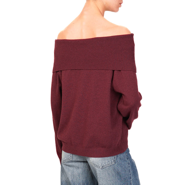 Haveone-Maglia collo shiffer misto cashmere - Bordeaux