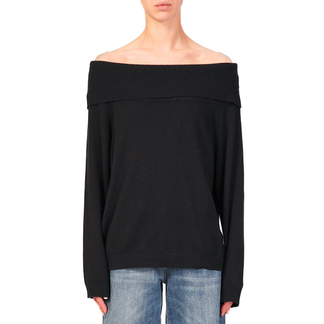 Haveone-Maglia collo shiffer misto cashmere - nero