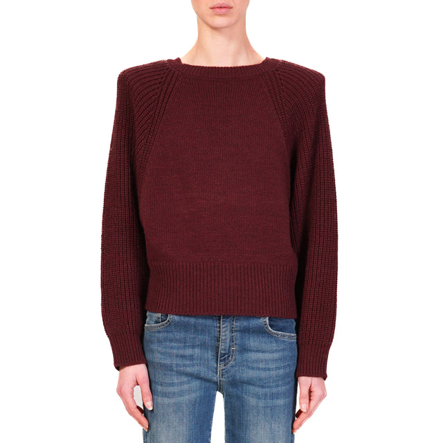 Haveone-Maglia misto lana con spalline - Bordeaux