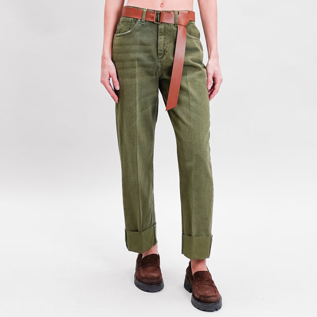 Haveone-Pantalone MANDY cotone drill stone wash - militare