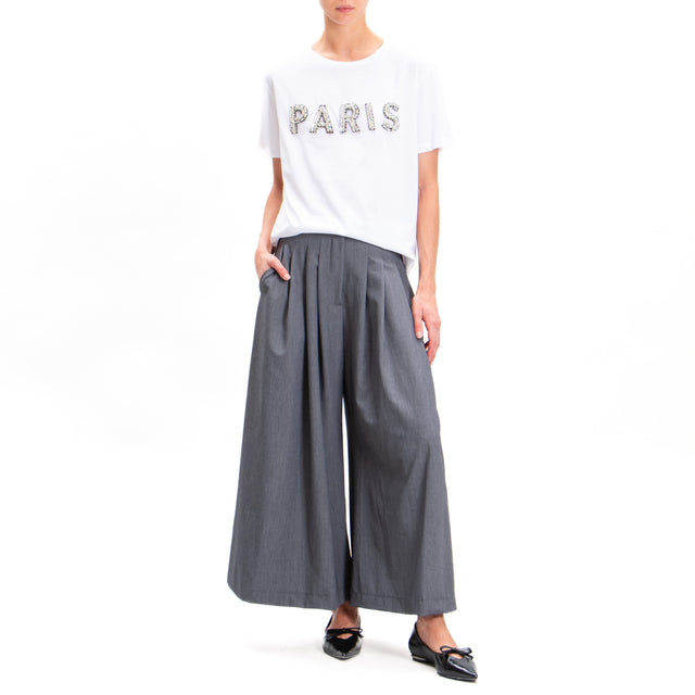 Haveone-Pantalone wide leg con pinces - grigio