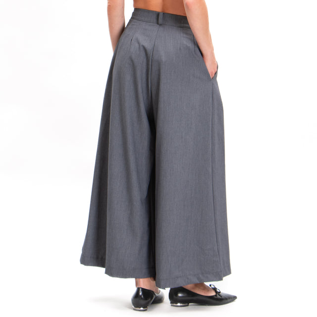 Haveone-Pantalone wide leg con pinces - grigio