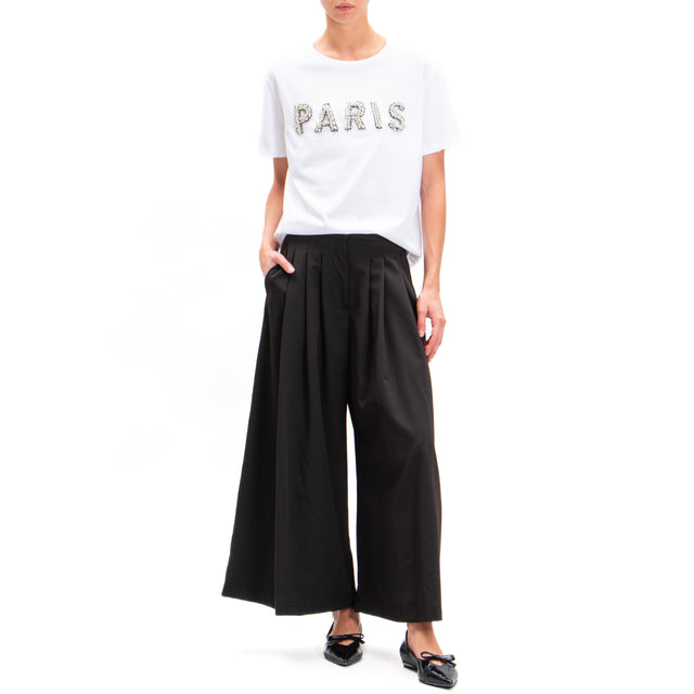 Haveone-Pantalone wide leg con pinces - nero