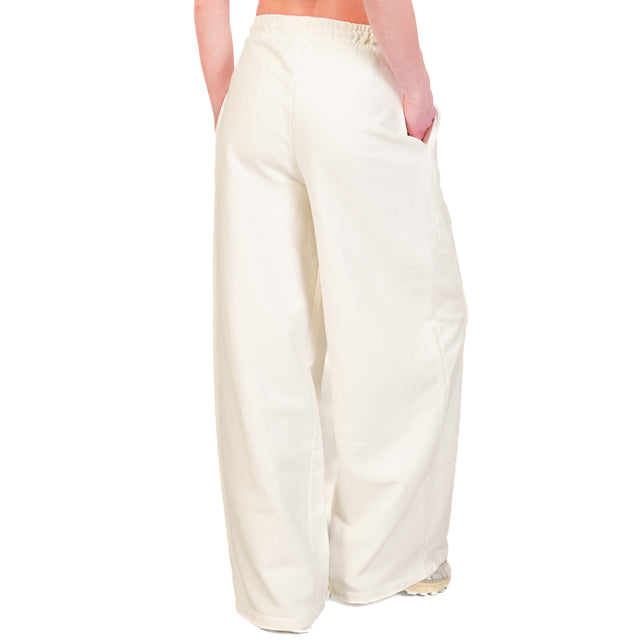 Haveone-Pantalone in felpa con coulisse - panna