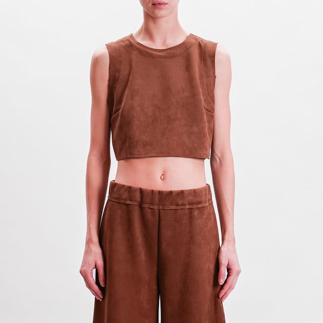 Haveone-Top crop effetto suede - tabacco