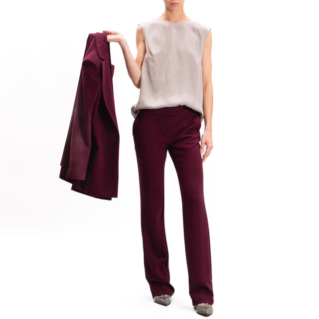 Imperial-Pantalone crêpe elasticcizato - vino