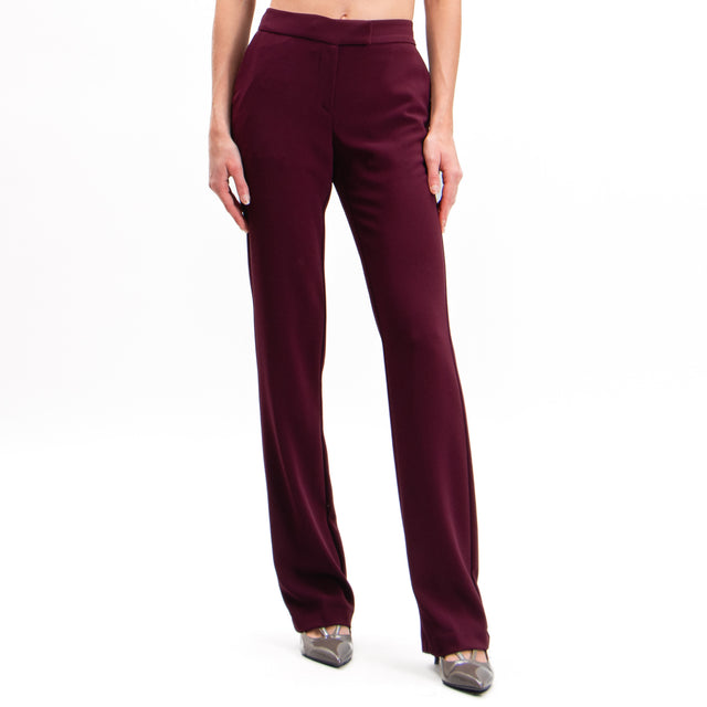 Imperial-Pantalone crêpe elasticcizato - vino