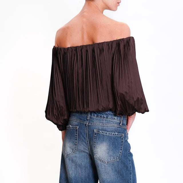 Imperial-Blusa collo shiffer plissé - cioccolato