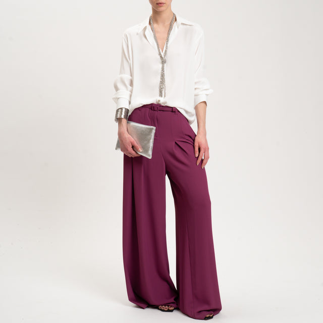 Imperial-Pantalone crêpe con pinces - magenta