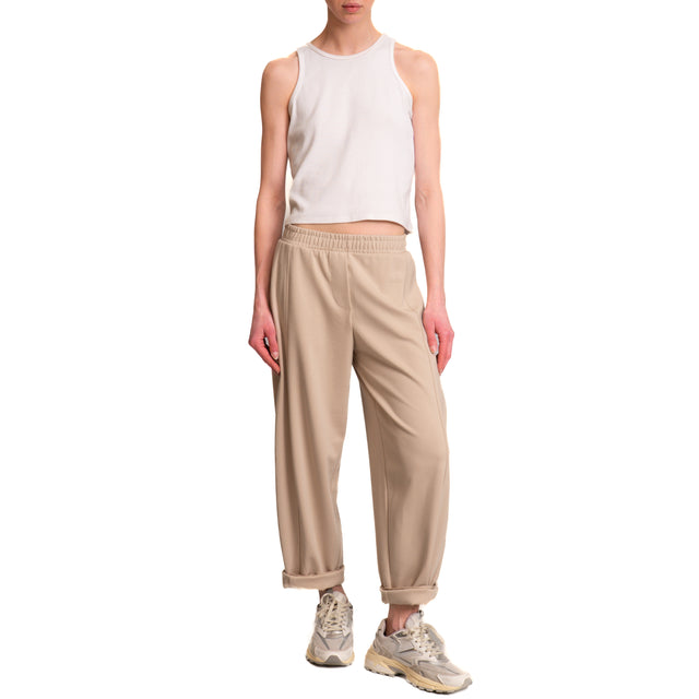 Imperial-Pantalone punto milano elastico in vita - beige