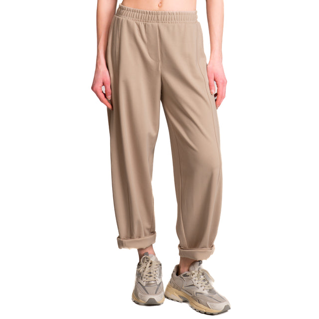 Imperial-Pantalone punto milano elastico in vita - beige