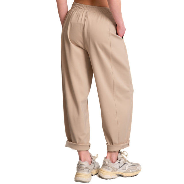 Imperial-Pantalone punto milano elastico in vita - beige