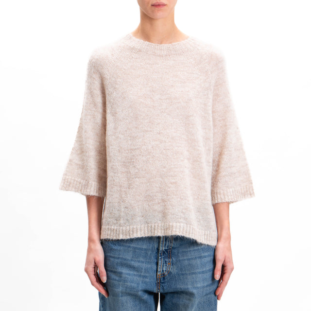 Kontatto-Maglia misto alpaca manica 3/4 - beige