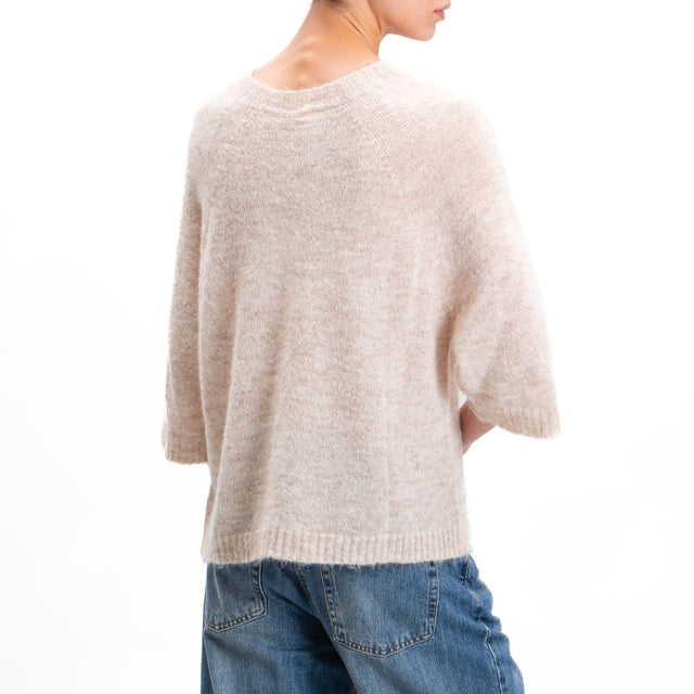 Kontatto-Maglia misto alpaca manica 3/4 - beige