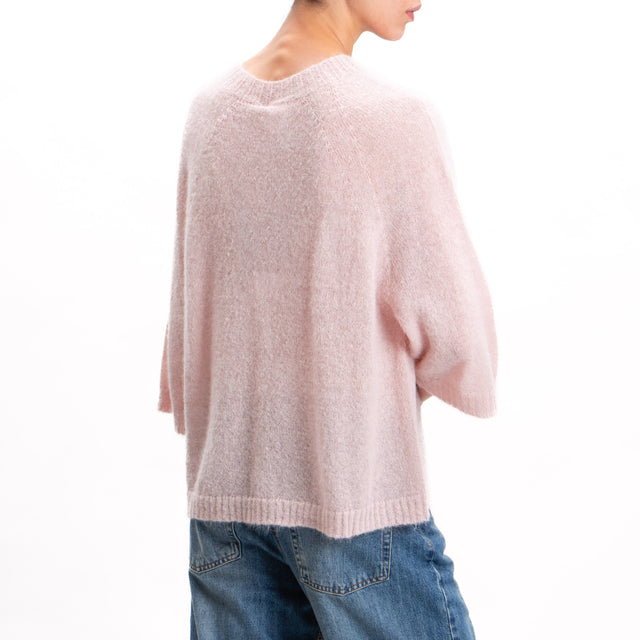 Kontatto-Maglia misto alpaca manica 3/4 - rosa