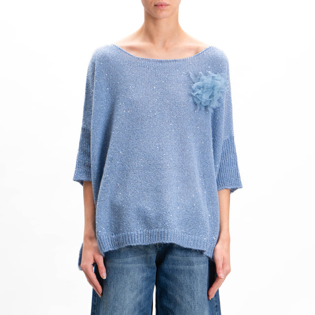 Kontatto-Mohair boat neck sweater with sequins - sugar paper