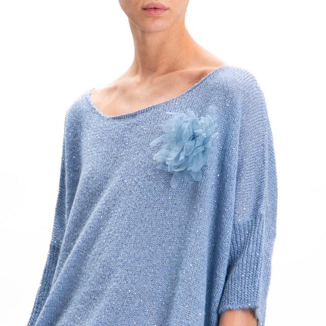 Kontatto-Mohair boat neck sweater with sequins - sugar paper