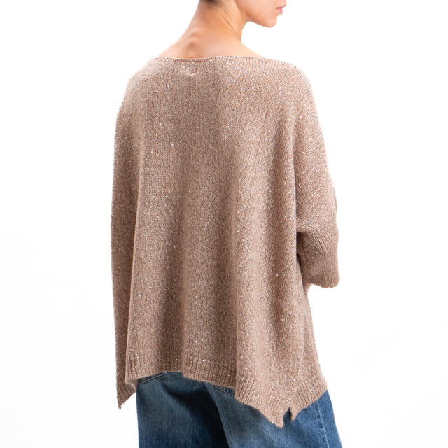 Kontatto-Mohair boat neck sweater with sequins - dove grey