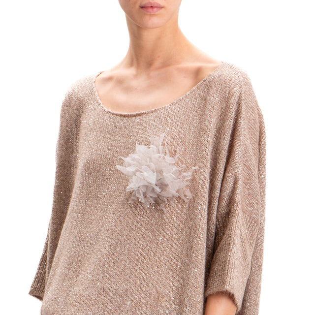 Kontatto-Mohair boat neck sweater with sequins - dove grey