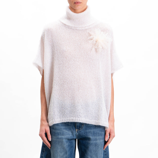 Kontatto-Mohair high neck sweater with sequins - ecru'