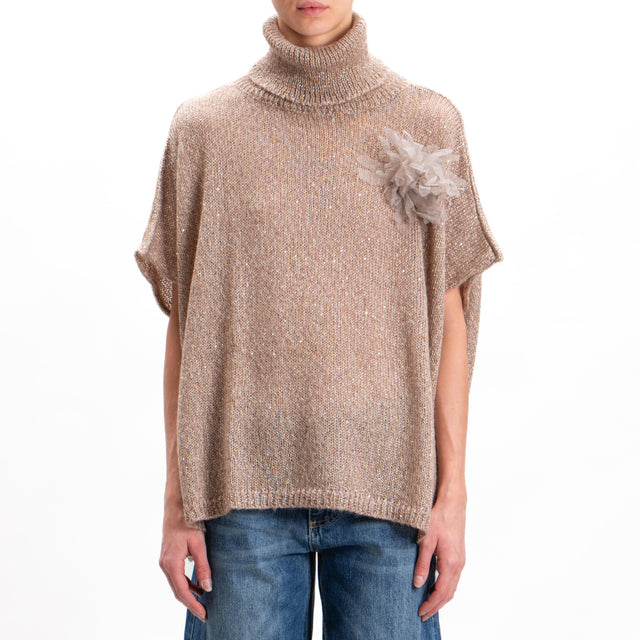 Kontatto-Mohair high neck sweater with sequins - dove grey