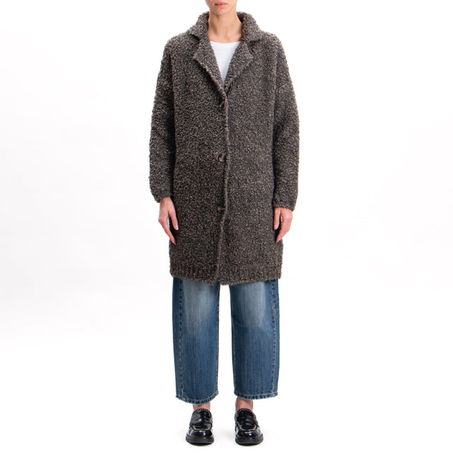 Contact-Teddy mohair 3 button coat - dove grey