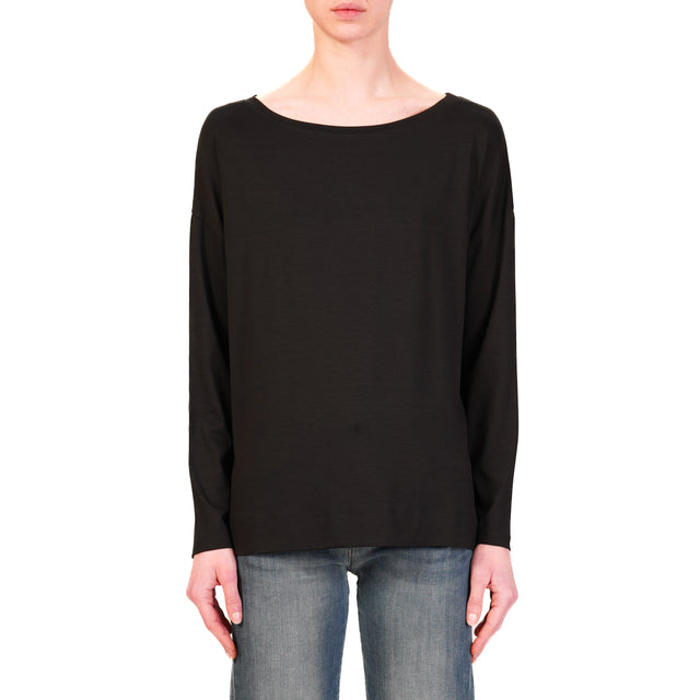 Vicolo-T-shirt in jersey manica lunga - nero